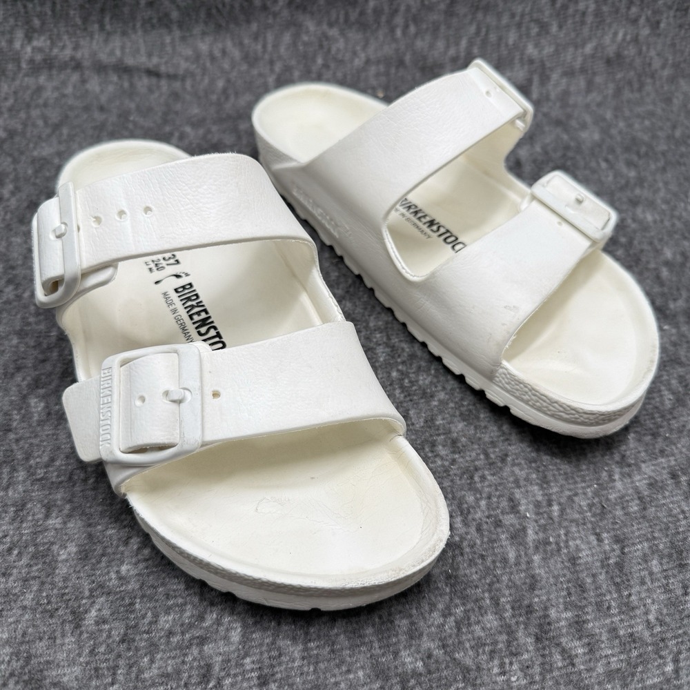 Birkenstock Arizona EVA Size 37 White Waterproof Two Strap Slide Sandals Shoes